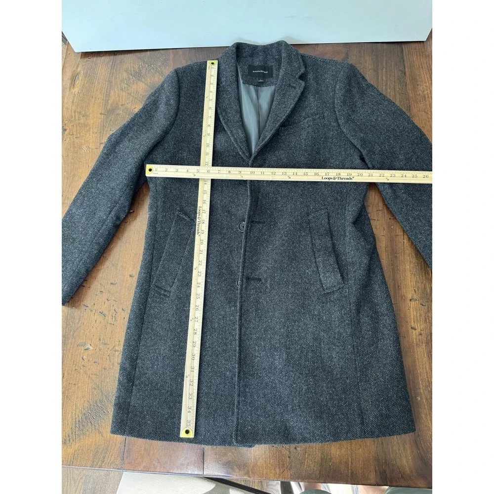 Banana Republic Coat Mens L Gray Wool Donegal T Tweed Overcoat Button Front